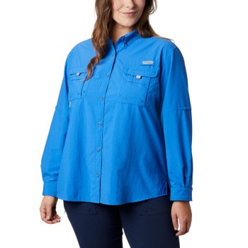 Columbia Overhemd Dames, PFG Bahama Long Sleeve Plus Size Blauw, 87BTHSMPQ